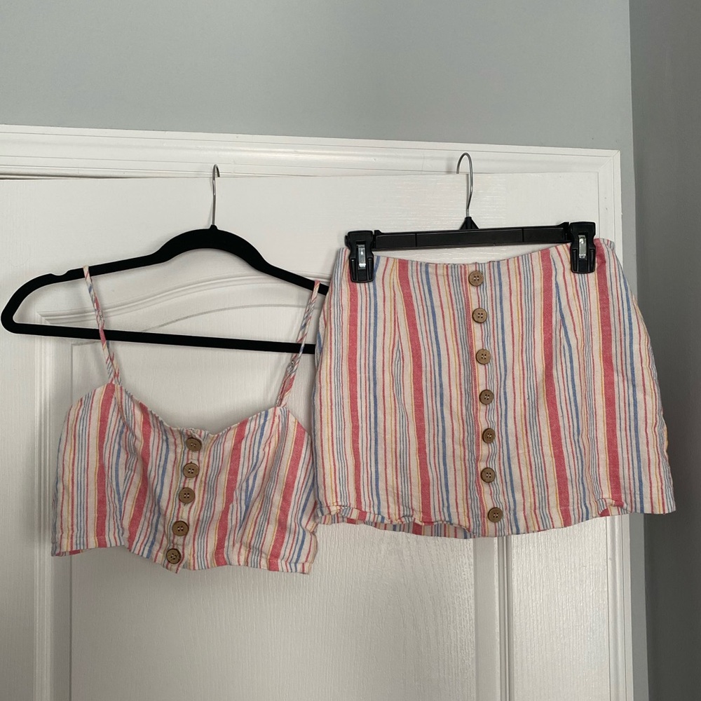 Striped Crop top/Mini skirt matching set